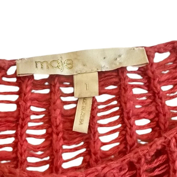 Maje Open Weave Woven Sweater Burnt Orange Pullover Cotton Size 1 Small Women's - Picture 12 of 13